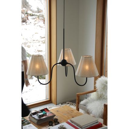 Markslöjd 109172 - Visilna svetilka na kablu VEYA 3xE14/40W/230V, premer 90 cm, lan/črna