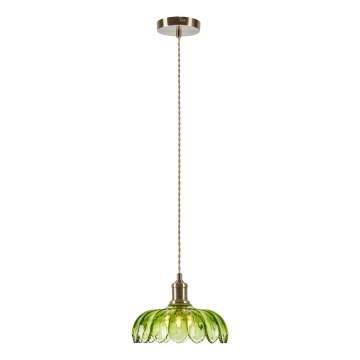 Markslöjd 109177 - Lestenec na kablu KURAGE 1xE27/40W/230V medeninasta/dimljena zelena