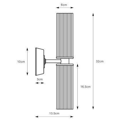 Markslöjd 109236 - Stenska svetilka za kopalnico RIMINI 2xG9/20W/230V IP44 medenina