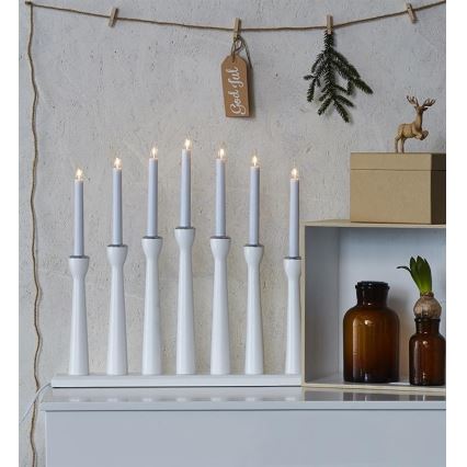 Markslöjd 702232 - Božični svečnik MASESKÄR 7xE10/3W/230V beli