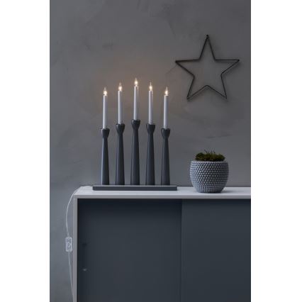 Markslöjd 704197 - Božični svečnik MASESKÄR 5xE10/3W/230V siva