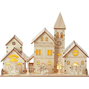 Markslöjd 706447 - LED božična dekoracija VILLAGE LED/0,24W/2xAA šperplošča