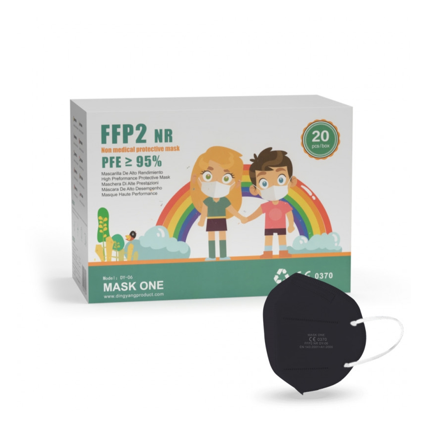 Mask One Zaščitna maska - otroška velikost FFP2 NR - CE 0370 črna 20 kom.