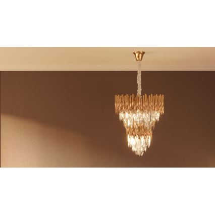 MAXLIGHT P0283 - Lestenec na verigi VOGUE 16xE14/40W/230V pr. 60 cm zlata