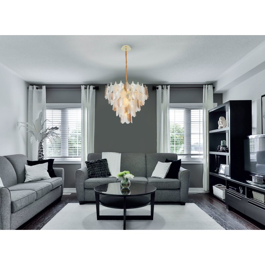 MAXLIGHT P0417 - Lestenec na verigi ARWENA 7xE14/40W/230V pr. 50 cm zlata