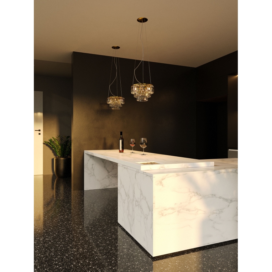 MAXLIGHT P0423 - Lestenec na vrvici MONACO 9xG9/40W/230V pr. 42 cm zlata