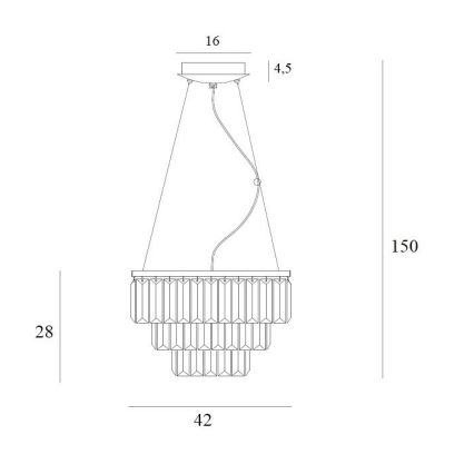 MAXLIGHT P0423 - Lestenec na vrvici MONACO 9xG9/40W/230V pr. 42 cm zlata