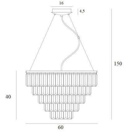 MAXLIGHT P0424 - Lestenec na vrvici MONACO 15xG9/40W/230V pr. 60 cm zlata