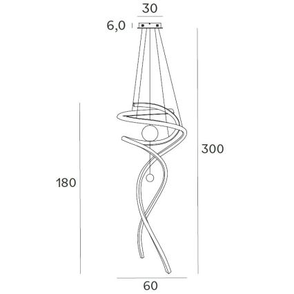 MAXLIGHT P0427D - LED Zatemnitveni lestenec na vrvici RITZ LED/100W/230V pr. 60 cm CRI 90 zlata