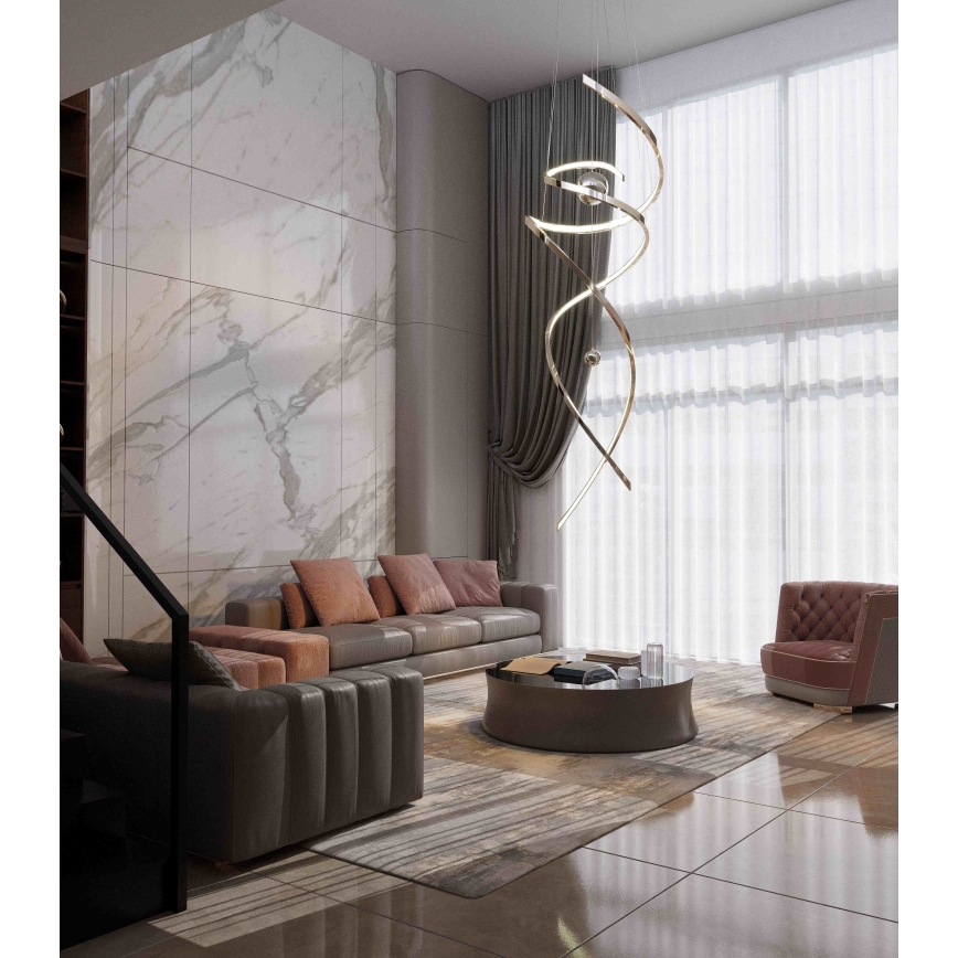 MAXLIGHT P0482D - LED Zatemnitveni lestenec na vrvici RITZ LED/100W/230V pr. 60 cm CRI 90 sijajni krom