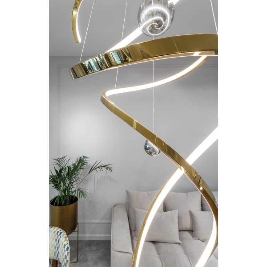 MAXLIGHT P0483D - LED Zatemnitveni lestenec na vrvici RITZ LED/100W/230V pr. 60 cm CRI 90 medenina