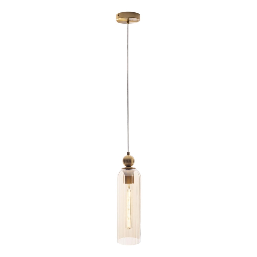 MAXLIGHT P0510 - Lestenec na vrvici CAMPANILA 1xE27/40W/230V pr. 10 cm medenina/bež