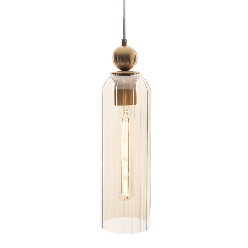 MAXLIGHT P0510 - Lestenec na vrvici CAMPANILA 1xE27/40W/230V pr. 10 cm medenina/bež