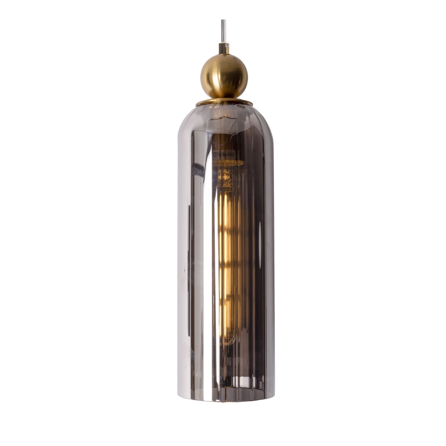 MAXLIGHT P0511 - Lestenec na vrvici CAMPANILA 1xE27/40W/230V pr. 10 cm medenina/siva