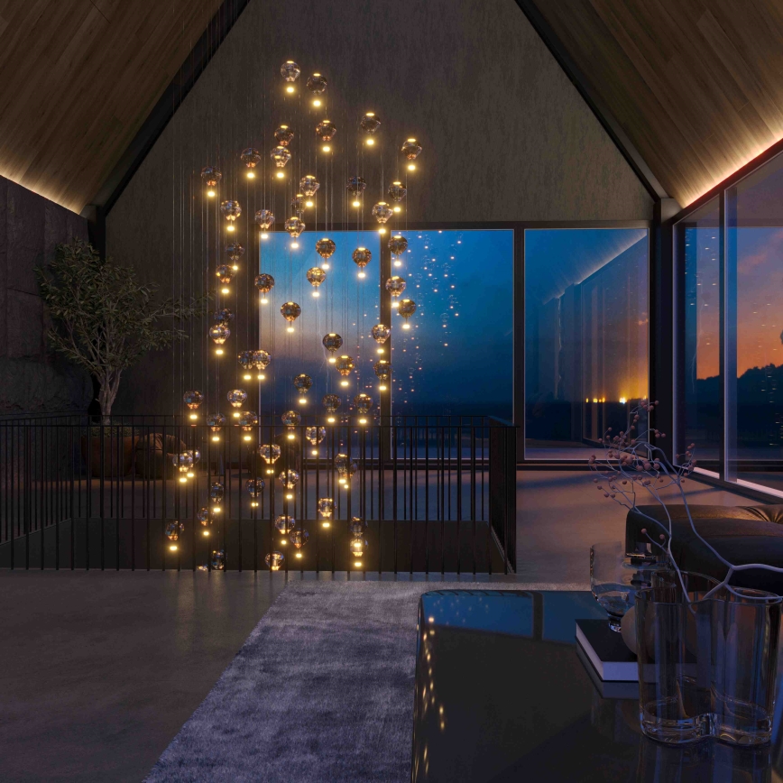 MAXLIGHT P0526D - LED Zatemnitveni lestenec na vrvici PALLONCINI 11xLED/6W/230V pr. 45 cm prozorna/bež/dimna