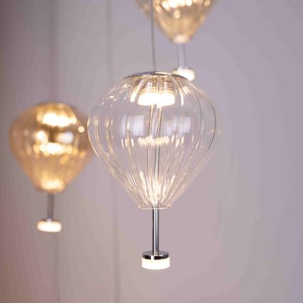 MAXLIGHT P0526D - LED Zatemnitveni lestenec na vrvici PALLONCINI 11xLED/6W/230V pr. 45 cm prozorna/bež/dimna