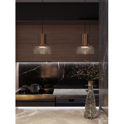 MAXLIGHT P0530 - LED Lestenec na vrvici SIGNATURE LED/8W/230V pr. 15 cm medenina/prozorna