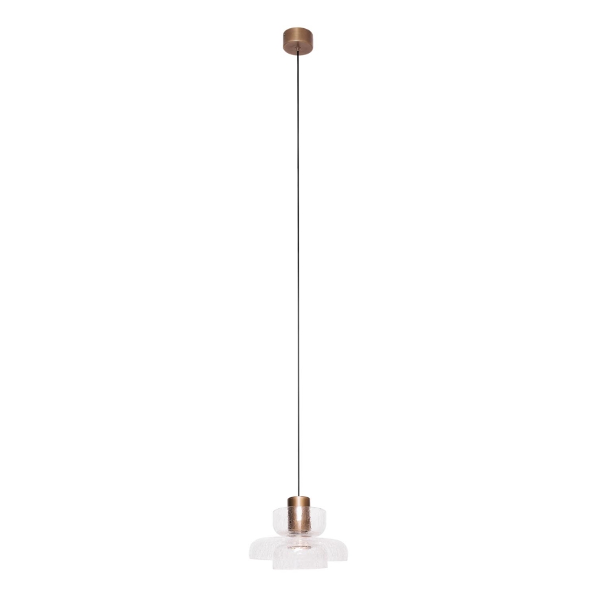 MAXLIGHT P0532 - LED Lestenec na vrvici SIGNATURE LED/8W/230V pr. 22 cm medenina/prozorna