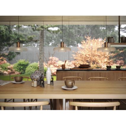 MAXLIGHT P0532 - LED Lestenec na vrvici SIGNATURE LED/8W/230V pr. 22 cm medenina/prozorna