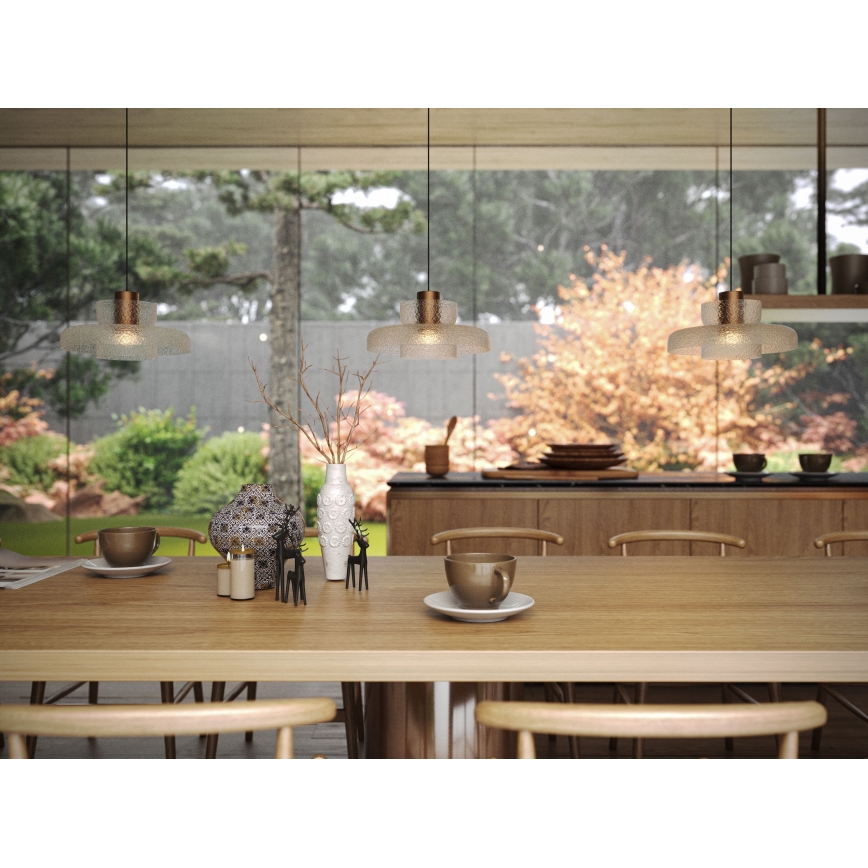 MAXLIGHT P0532 - LED Lestenec na vrvici SIGNATURE LED/8W/230V pr. 22 cm medenina/prozorna