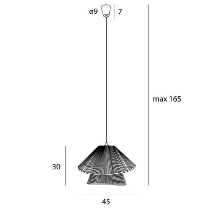 MAXLIGHT P0580 - Lestenec na vrvici AMALFI 1xE27/15W/230V pr. 45 cm črna