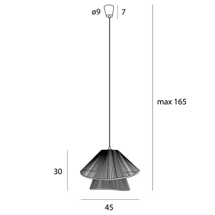 MAXLIGHT P0580 - Lestenec na vrvici AMALFI 1xE27/15W/230V pr. 45 cm črna