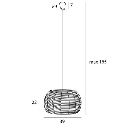 MAXLIGHT P0583 - Lestenec na vrvici PRASLIN 1xE27/15W/230V pr. 39 cm bež