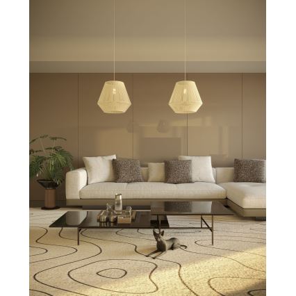 MAXLIGHT P0584 - Lestenec na vrvici PRASLIN 1xE27/15W/230V pr. 44 cm bež