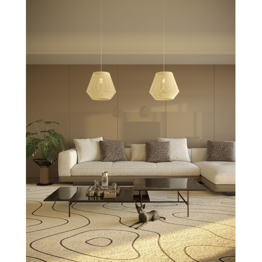 MAXLIGHT P0584 - Lestenec na vrvici PRASLIN 1xE27/15W/230V pr. 44 cm bež