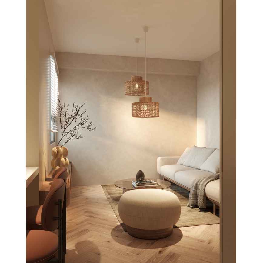 MAXLIGHT P0587 - Lestenec na vrvici RAFFLE 1xE27/15W/230V pr. 40 cm rjava