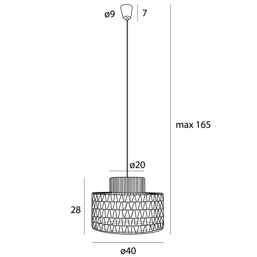 MAXLIGHT P0587 - Lestenec na vrvici RAFFLE 1xE27/15W/230V pr. 40 cm rjava