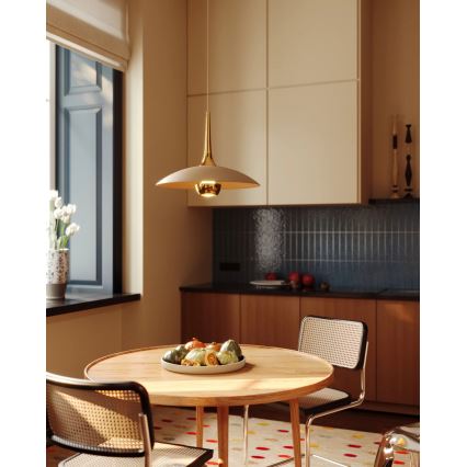 MAXLIGHT P0674 - Viseči LED lestenec na kablu MANUKA LED/12W/230V, premer 28 cm, zlata/bež