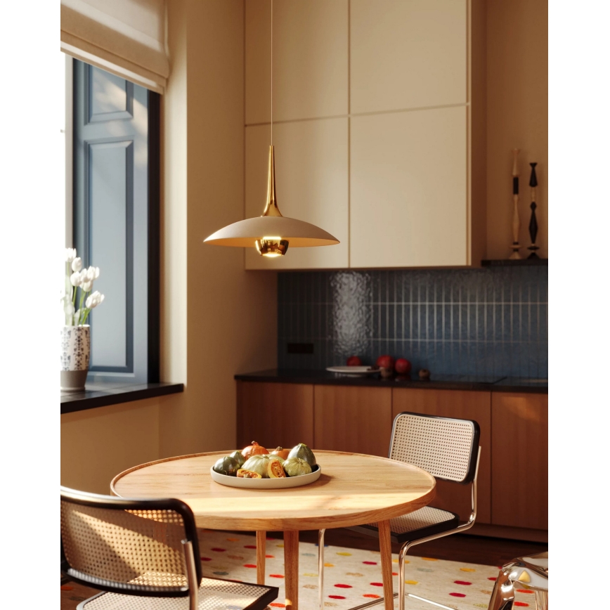 MAXLIGHT P0674 - Viseči LED lestenec na kablu MANUKA LED/12W/230V, premer 28 cm, zlata/bež