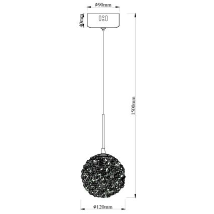 MAXLIGHT P0679 - Lestenec na kablu RITA 1xG9/5W/230V, premer 12 cm, zlata