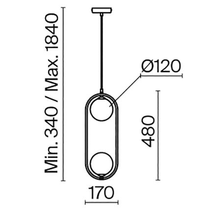 Maytoni MOD013PL-02BS1 - Lestenec na vrvici RING 2xG9/25W/230V medenina