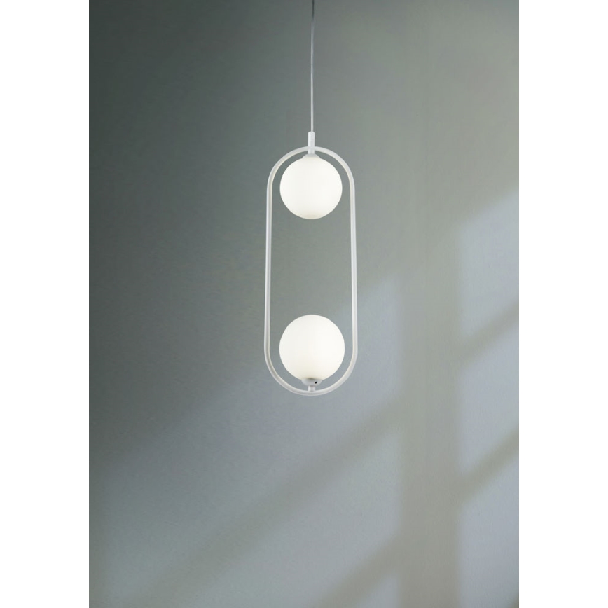Maytoni MOD013PL-02W - Lestenec na vrvici RING 2xG9/25W/230V bela