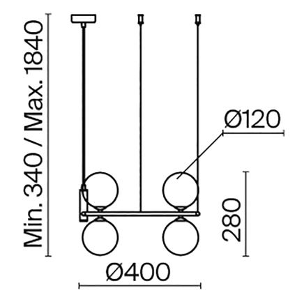 Maytoni MOD013PL-04BS1 - Lestenec na vrvici RING 4xG9/25W/230V zlata