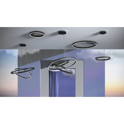 Maytoni MOD058PL-L22B3K - LED Lestenec na vrvici RIM LED/25W/230V 3000K pr. 40 cm črna