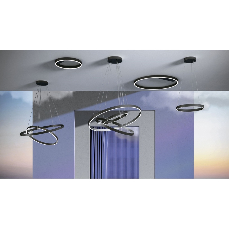Maytoni MOD058PL-L22B3K - LED Lestenec na vrvici RIM LED/25W/230V 3000K pr. 40 cm črna
