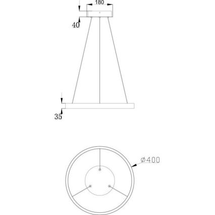 Maytoni MOD058PL-L22B3K - LED Lestenec na vrvici RIM LED/25W/230V 3000K pr. 40 cm črna