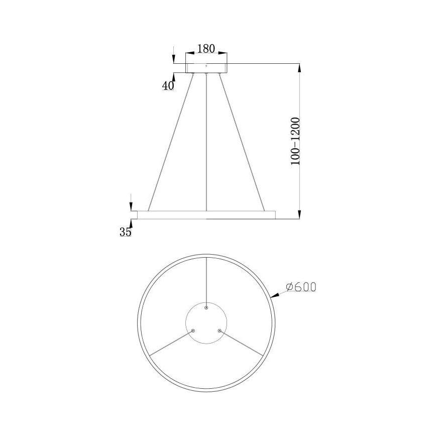 Maytoni MOD058PL-L32B3K - LED Lestenec na vrvici RIM LED/37W/230V 3000K pr. 60 cm črna