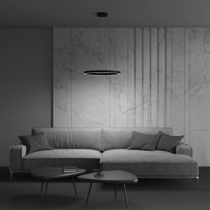 MOD058PL-L32B4K - LED Lestenec na vrvici RIM LED/37W/230V 4000K pr. 60 cm črna