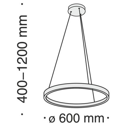 MOD058PL-L32B4K - LED Lestenec na vrvici RIM LED/37W/230V 4000K pr. 60 cm črna
