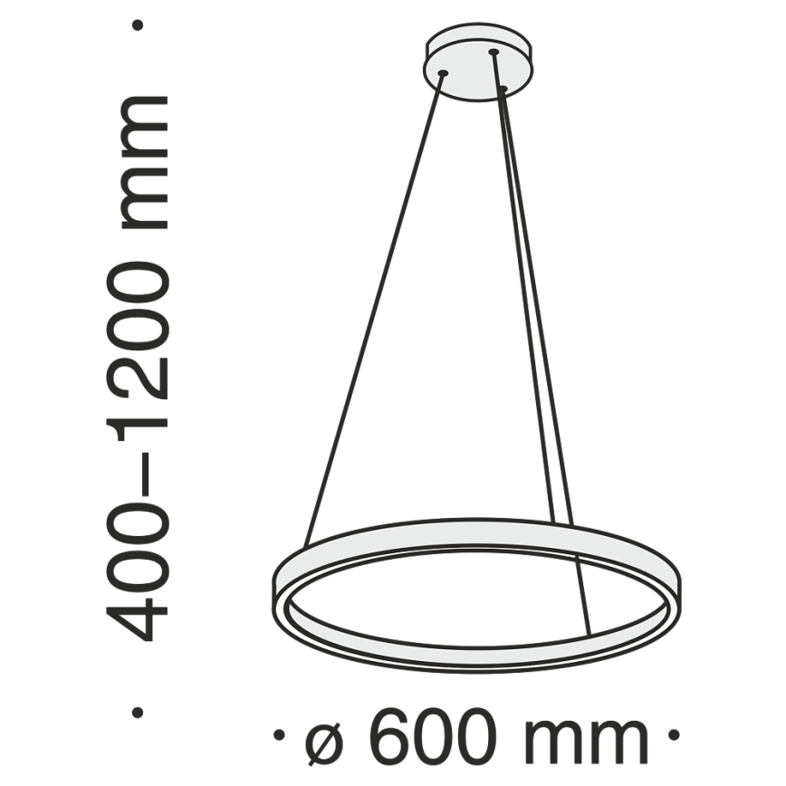MOD058PL-L32B4K - LED Lestenec na vrvici RIM LED/37W/230V 4000K pr. 60 cm črna