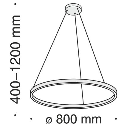 Maytoni MOD058PL-L42B3K - LED Lestenec na vrvici RIM LED/51W/230V 3000K pr. 80 cm črna