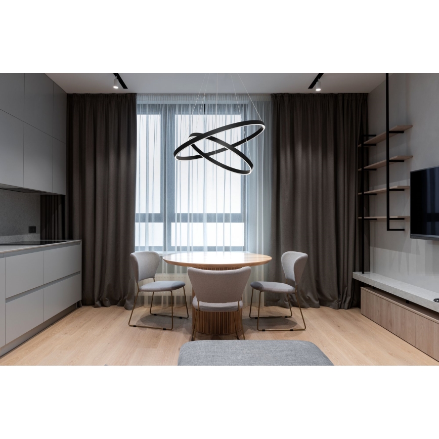 Maytoni MOD058PL-L55B3K - LED Lestenec na vrvici RIM LED/61W/230V 3000K pr. 60 cm črna