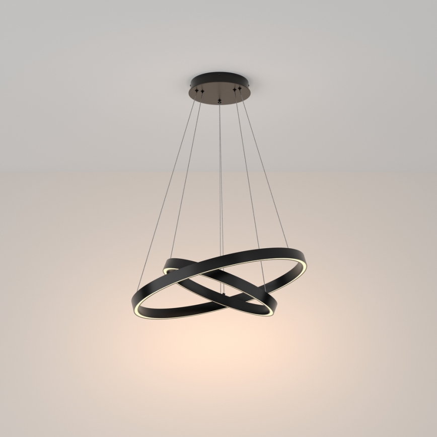 Maytoni MOD058PL-L55B3K - LED Lestenec na vrvici RIM LED/61W/230V 3000K pr. 60 cm črna