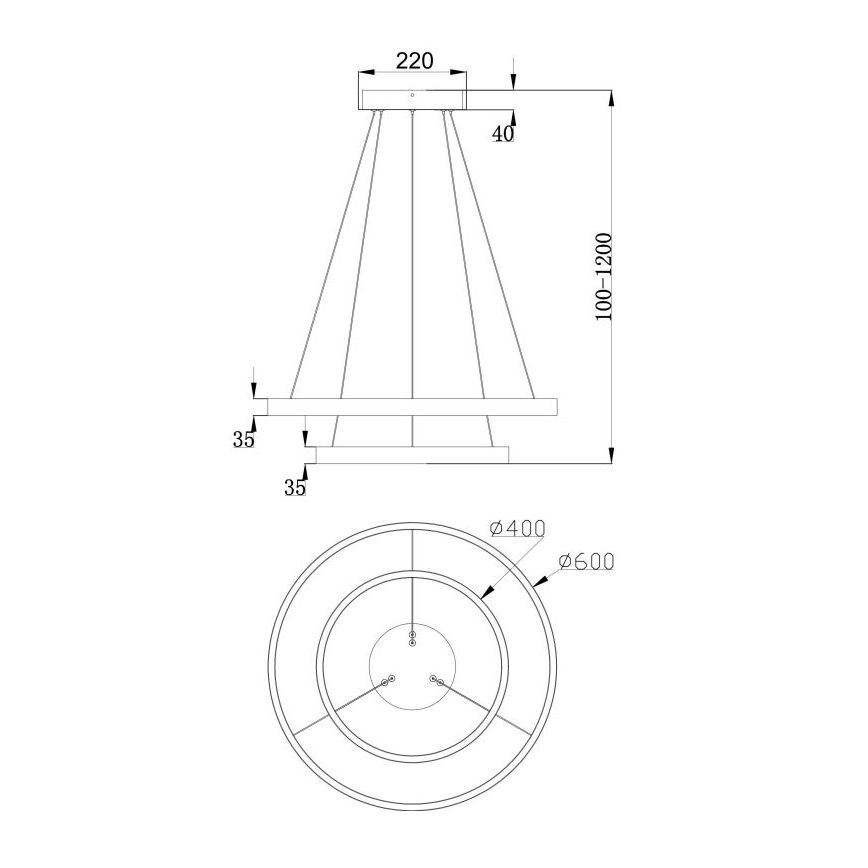 Maytoni MOD058PL-L55BS3K - LED Lestenec na vrvici RIM LED/61W/230V 3000K pr. 60 cm zlata