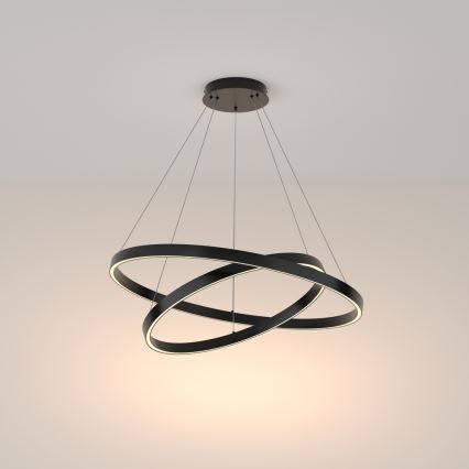 Maytoni MOD058PL-L74B3K - LED Lestenec na vrvici RIM LED/88W/230V 3000K pr. 80 cm črna