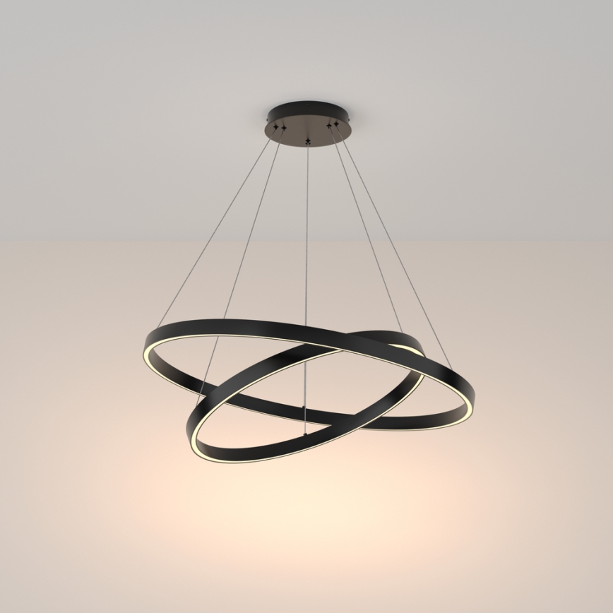 Maytoni MOD058PL-L74B3K - LED Lestenec na vrvici RIM LED/88W/230V 3000K pr. 80 cm črna